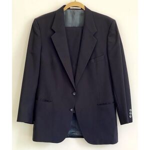 Yves St Laurent YSL, Vintage Wool Navy Suit, Mens US 42, 33Wx26L, Made in France